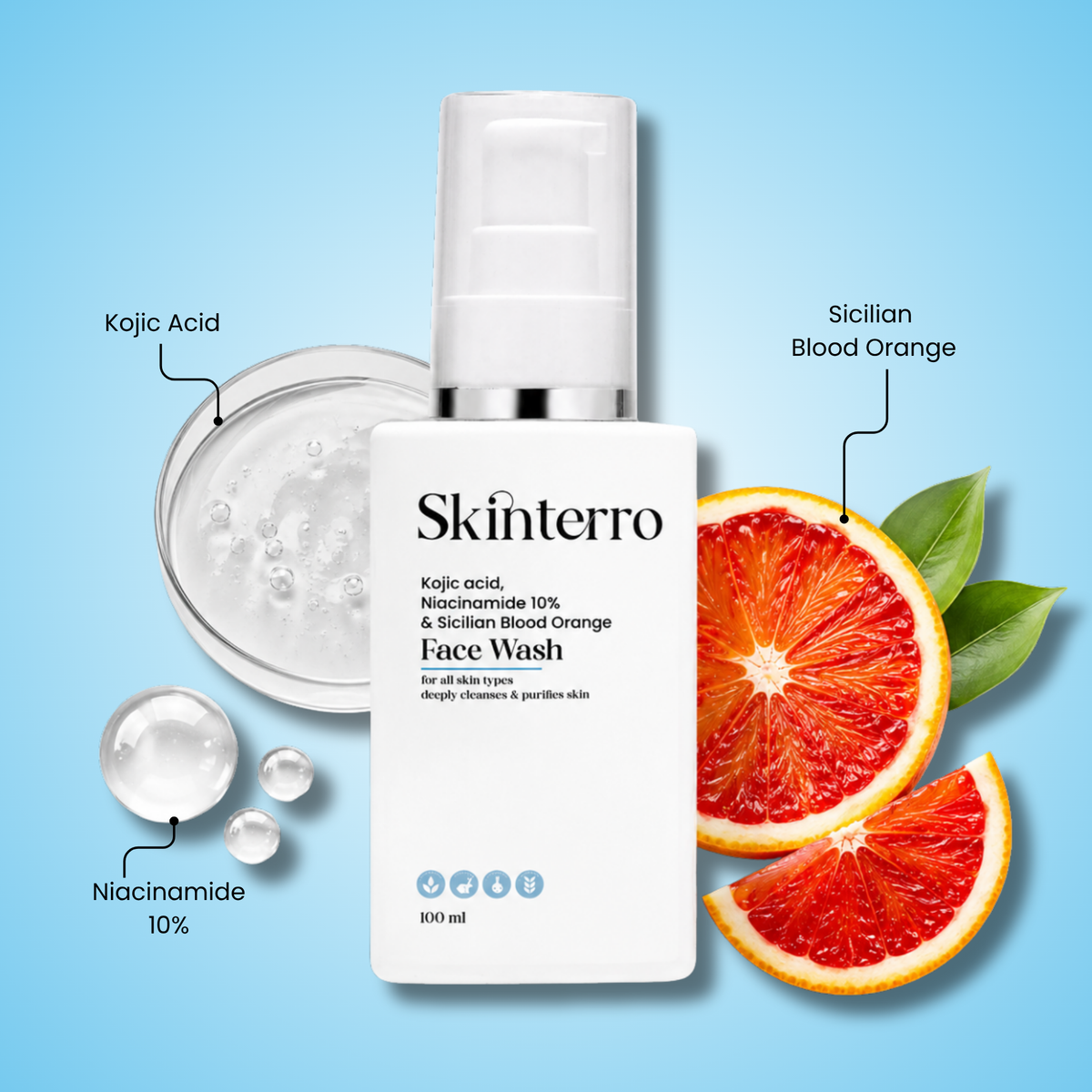 Face Wash with Kojic Acid + Niacinamide 10% + Sicilian Blood Orange
