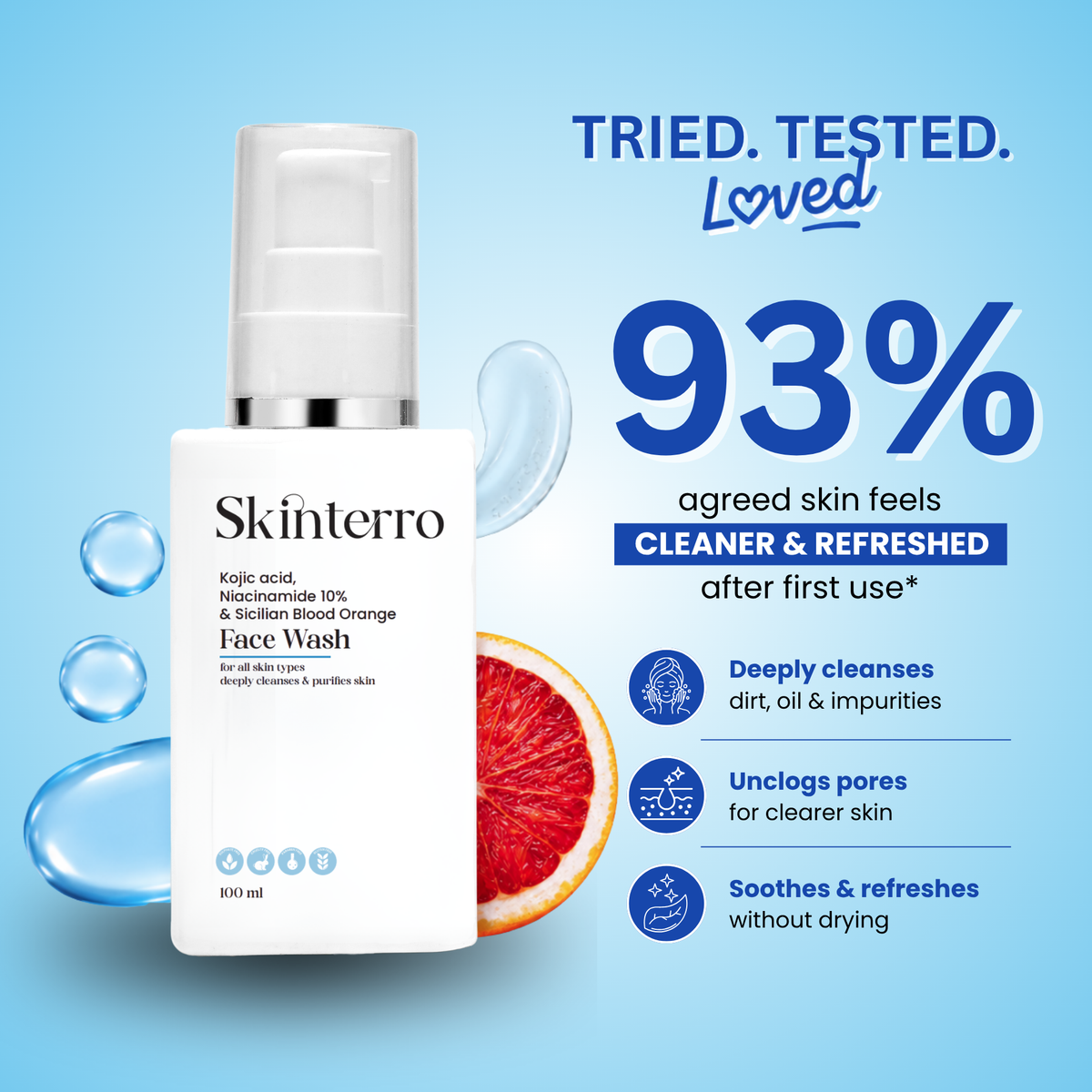 Face Wash with Kojic Acid + Niacinamide 10% + Sicilian Blood Orange
