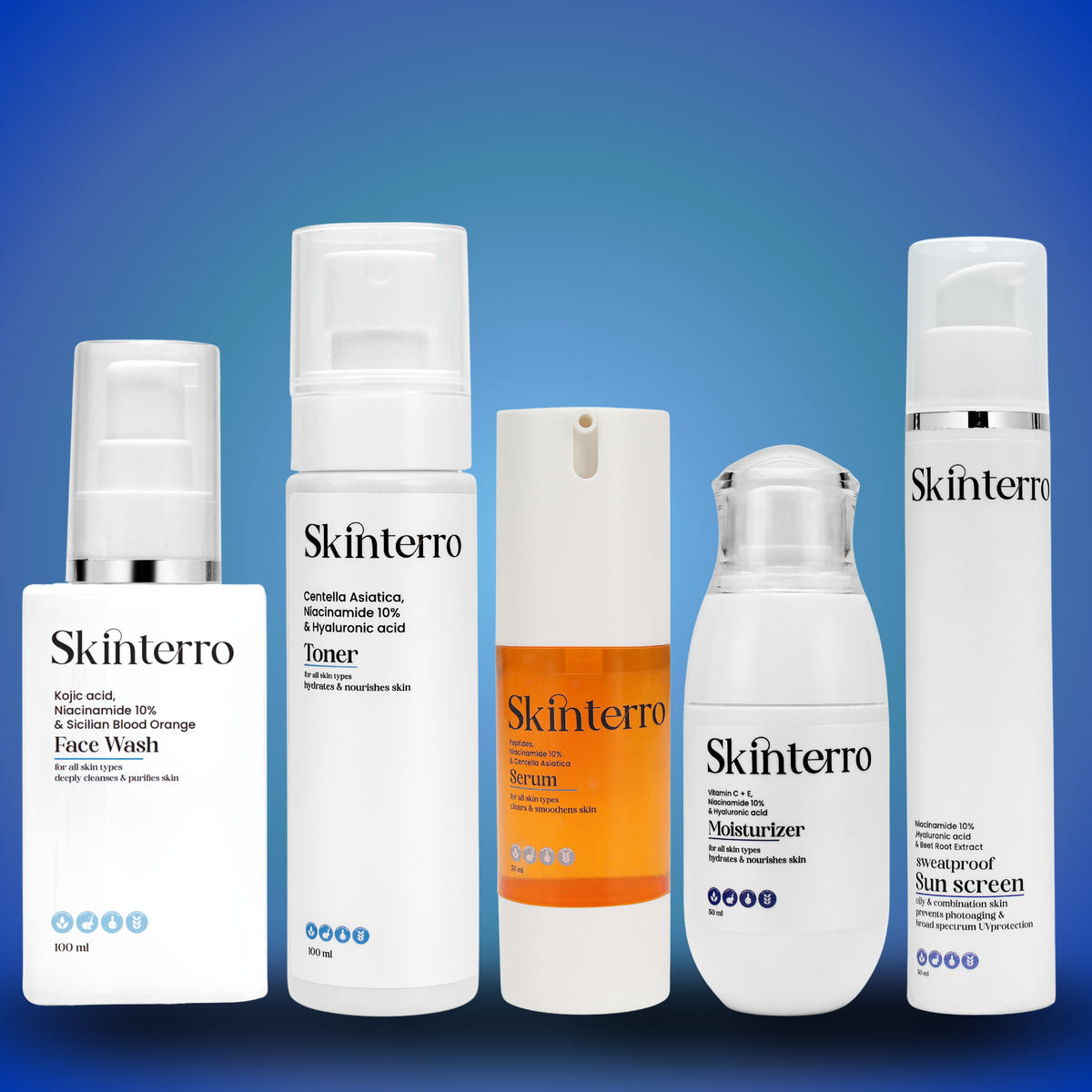 Ultimate Glow Combo - Face Wash, Toner, Serum, Moisturizer & Sunscreen