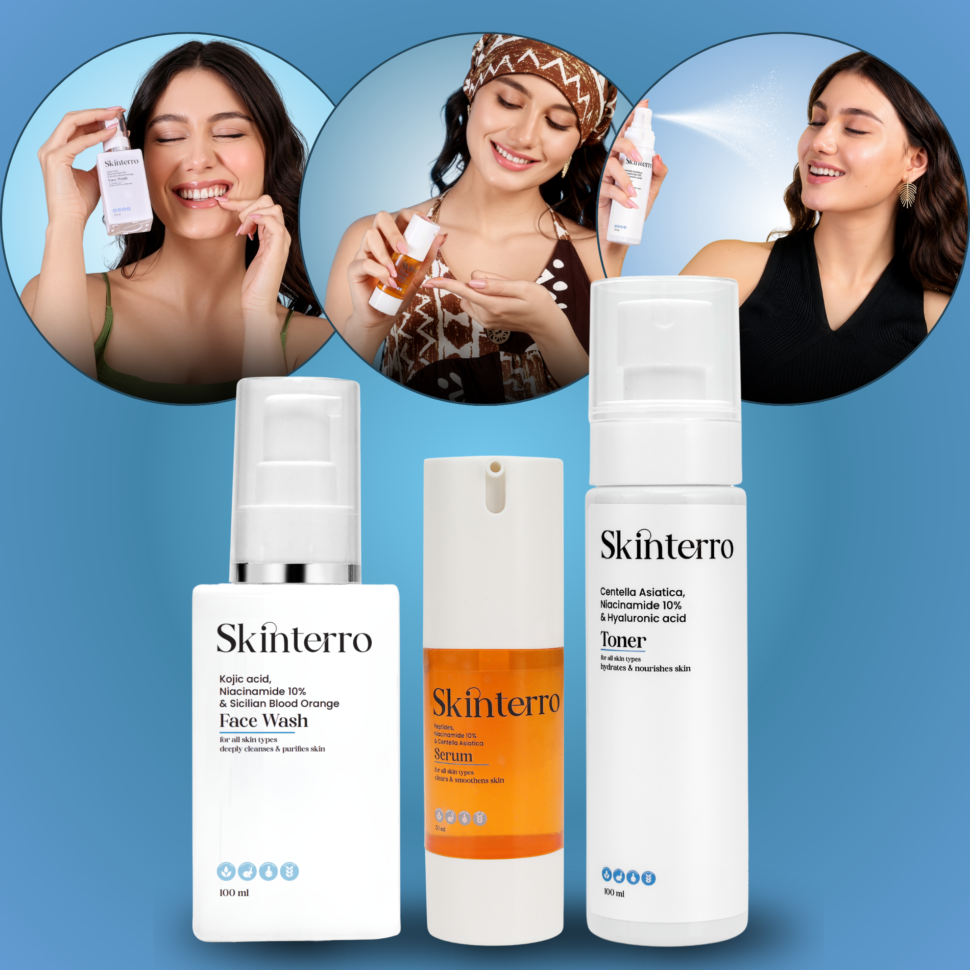Facewash, Serum & Toner Trio Combo