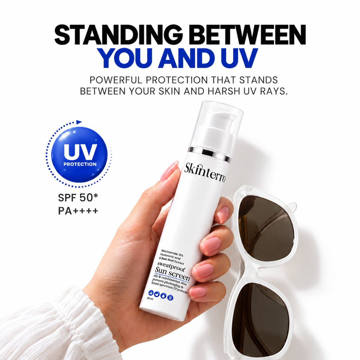 Sunscreen with SPF 50 PA+++ + Niacinamide 10% + Hyaluronic Acid + Beet Root Extract